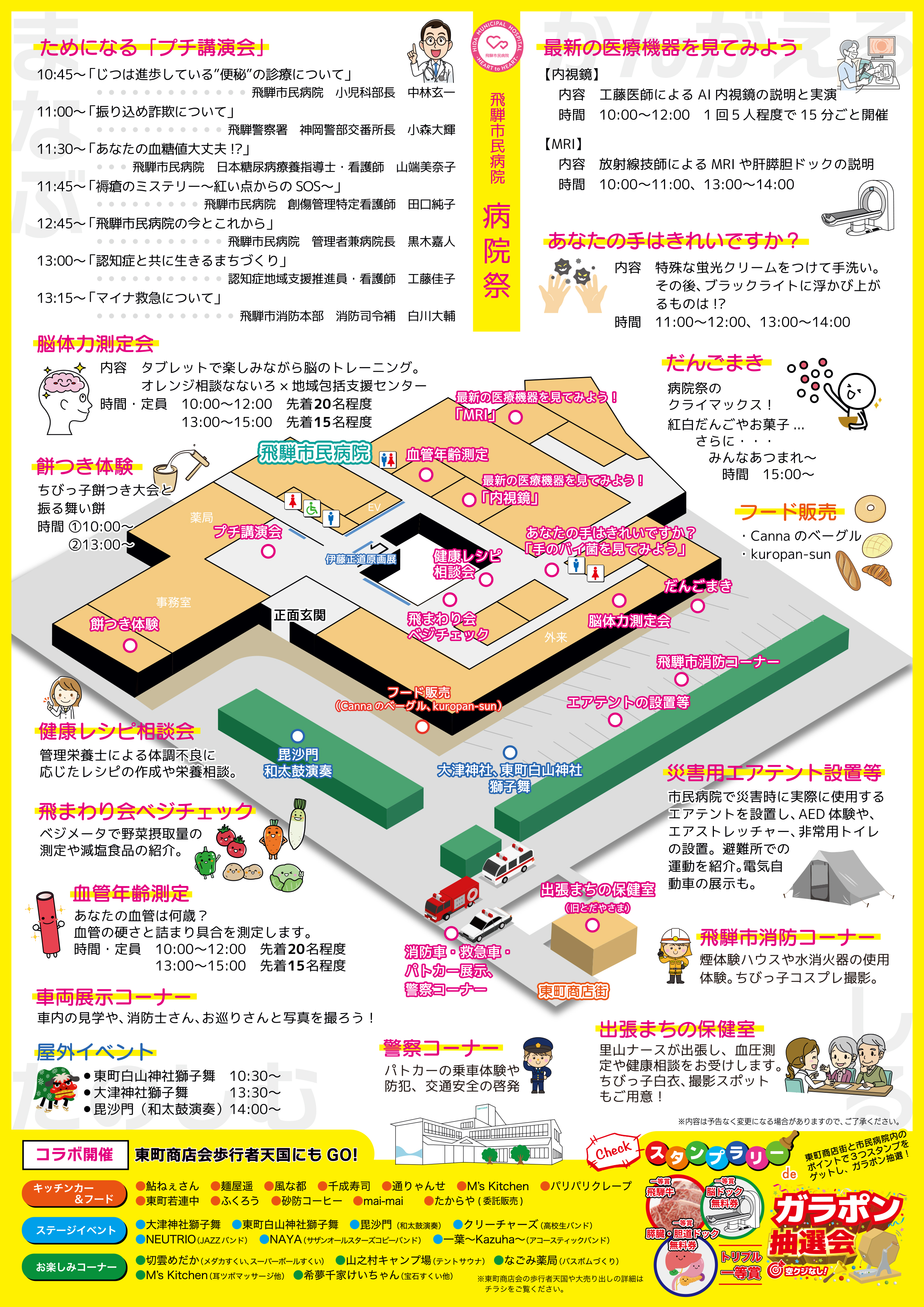 第14回飛騨市民病院病院祭のチラシ(裏)